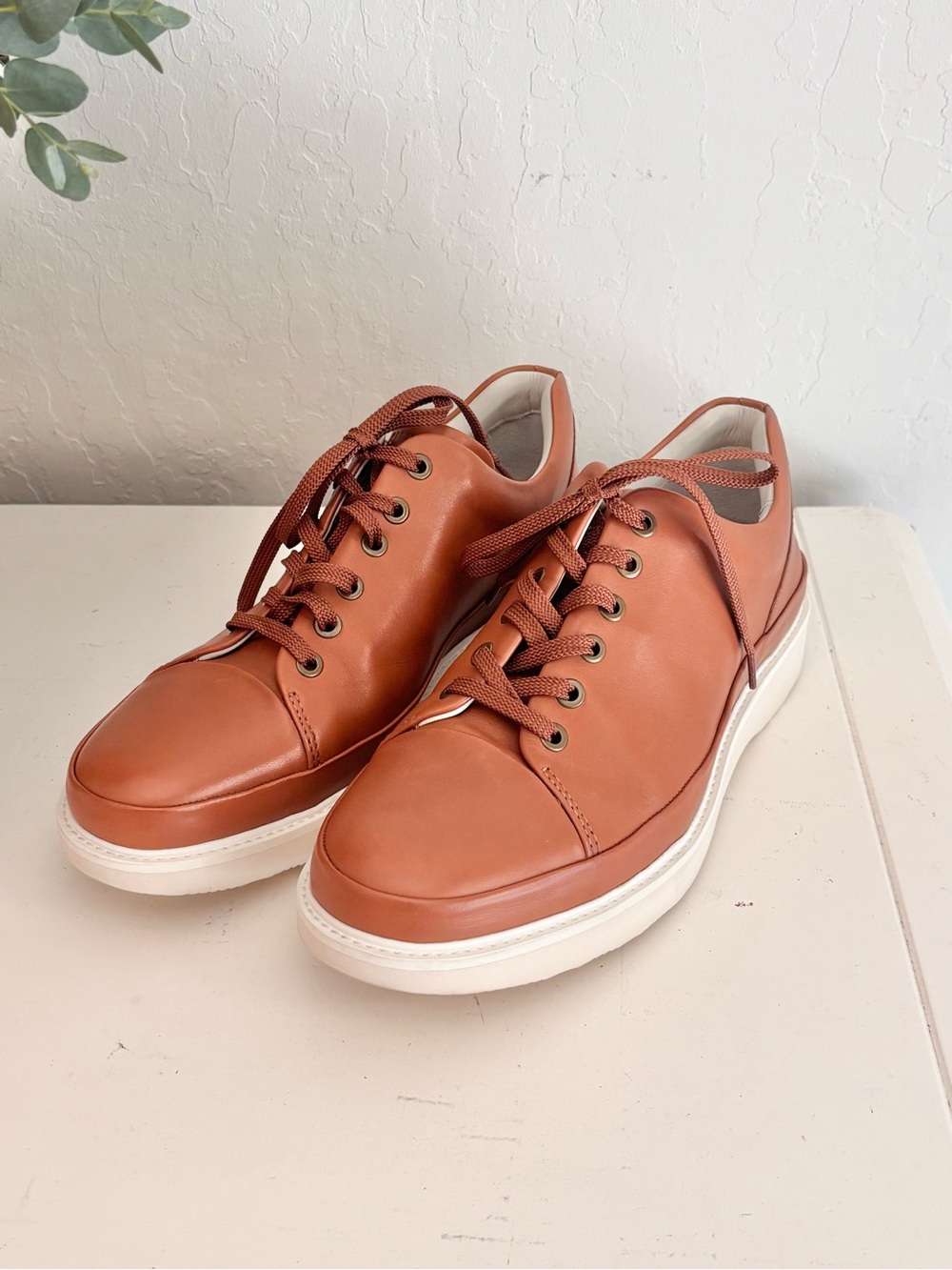 SAMUEL HUBBARD The Hubbard Fast Lace Up Sneakers Tan Leather Size 8.5, M1300-075